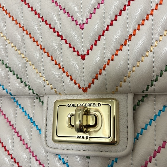 KARL LAGERFELD PARIS Agyness Chevron Chain Shoulder Bag - Picture 2 of 12